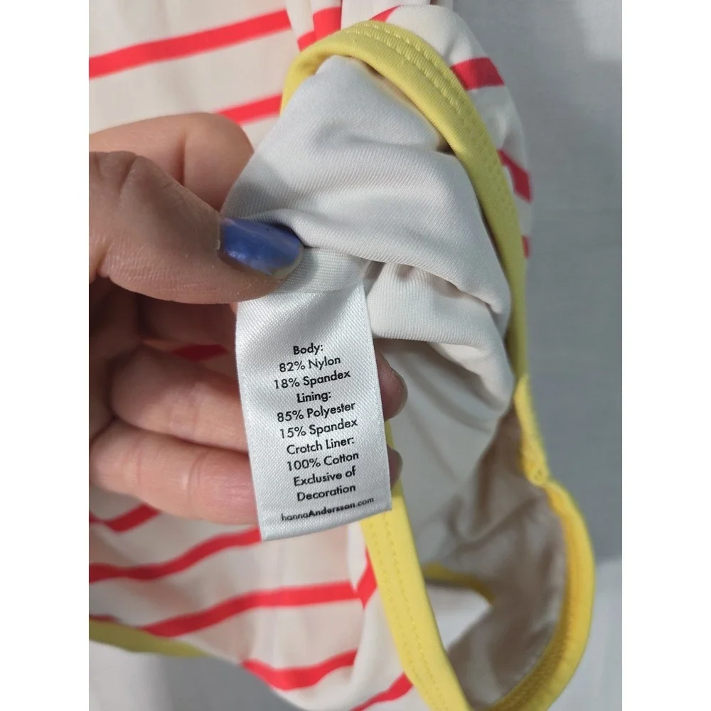 Hanna Andersson 110‎ 5 Red White Stripe One Piece Swimsuit You Are My Sunshine